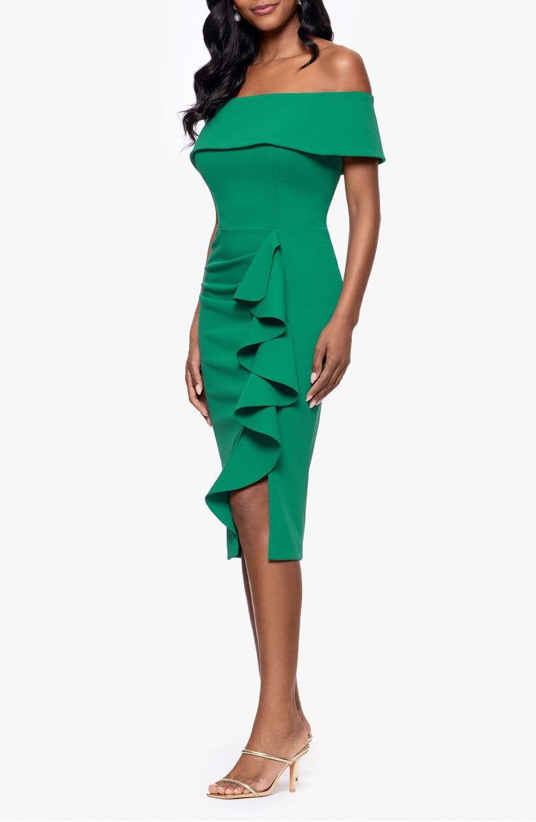 Betsy & Adam Off the Shoulder Scuba Knit Dress, Alternate, color, Green