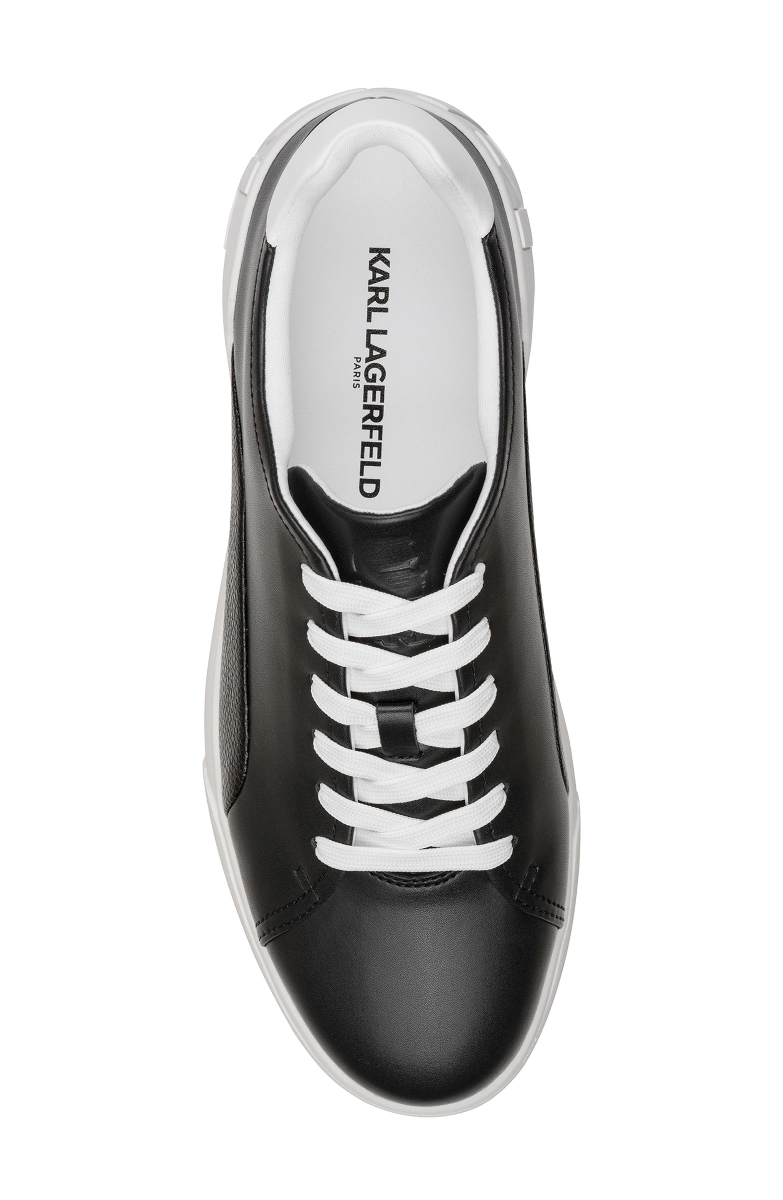 KARL LAGERFELD PARIS Paneled Court Sneaker, Alternate, color, Black