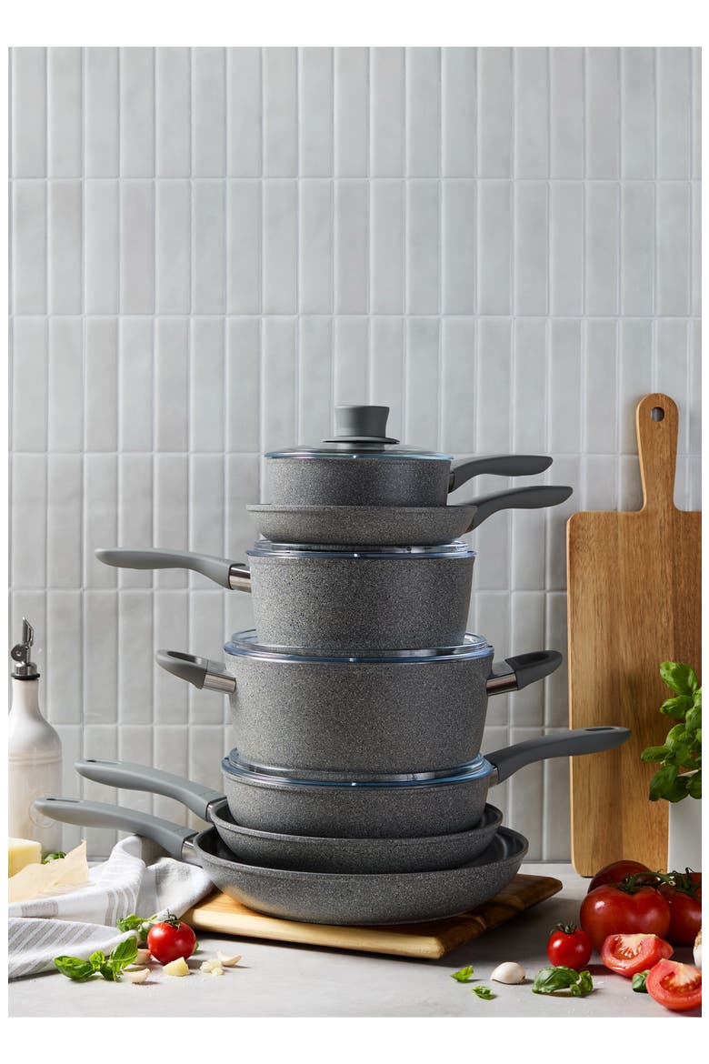 Parma Plus 10-Piece Nonstick Cookware Set, Alternate, color, GREY