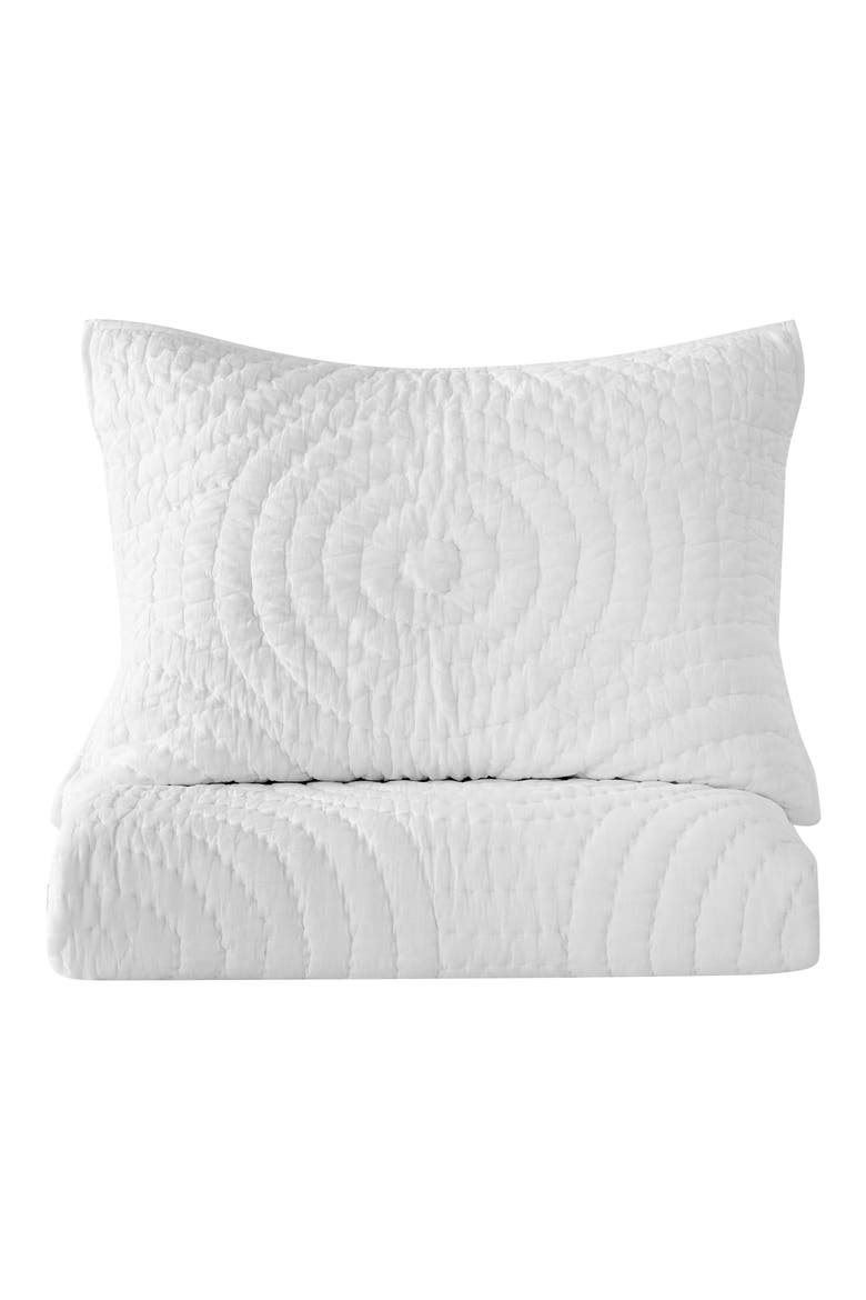 Voile Cotton Handstitch Quilt & Sham Set, Alternate, color, WHITE