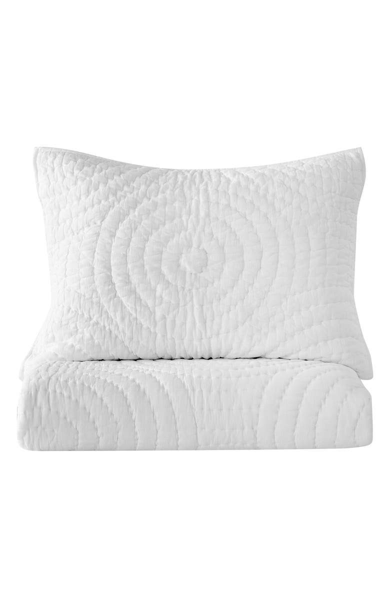 MELANGE HOME Voile Cotton Handstitch Quilt & Sham Set, Alternate, color, White