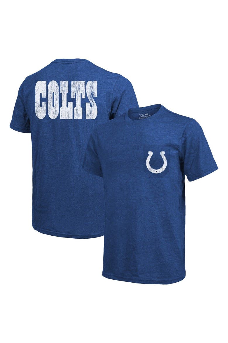 Indianapolis Colts Majestic Threads Tri-Blend Pocket T-Shirt - Heathered Royal, Alternate, color, Royal