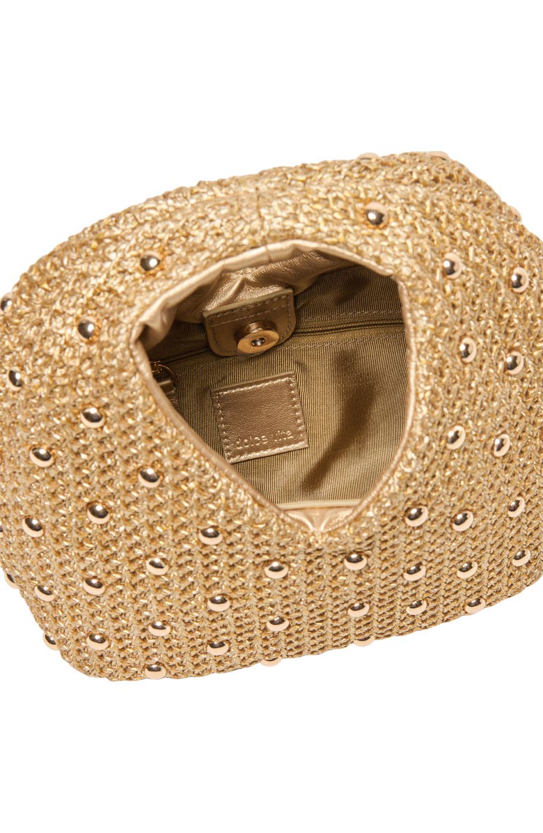 Dolce Vita Dahlia Studded Woven Raffia Handbag, Alternate, color, Gold