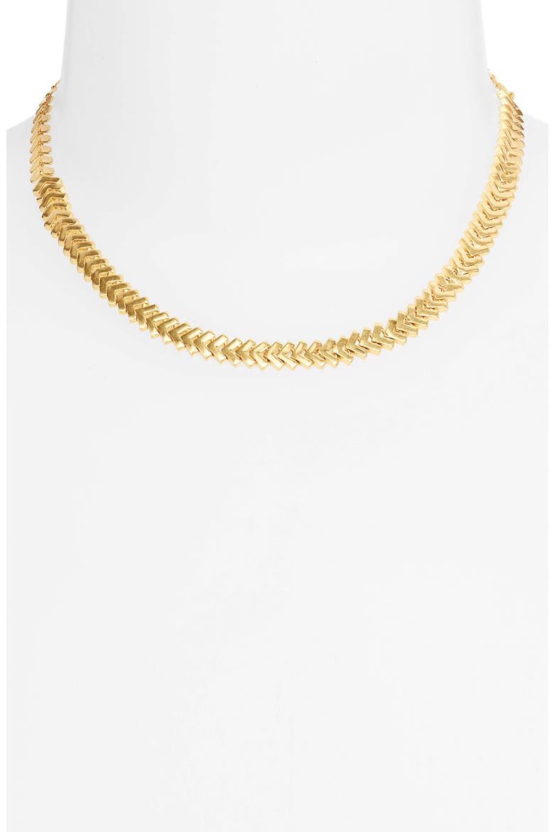 Arrowstack Chevron Chain Necklace, Alternate, color, VINTAGE GOLD