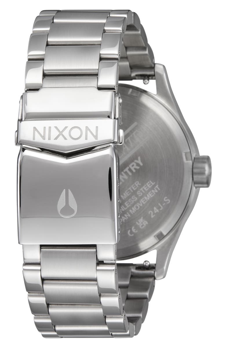 Nixon Sentry Bracelet Watch, 42mm, Alternate, color, Silver / Coral