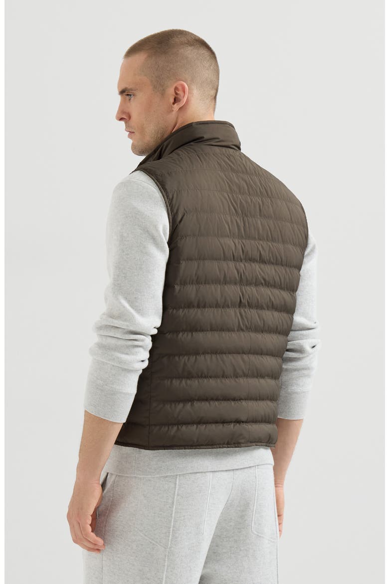 Lightweight techno fabric down vest, Alternate, color, Brown