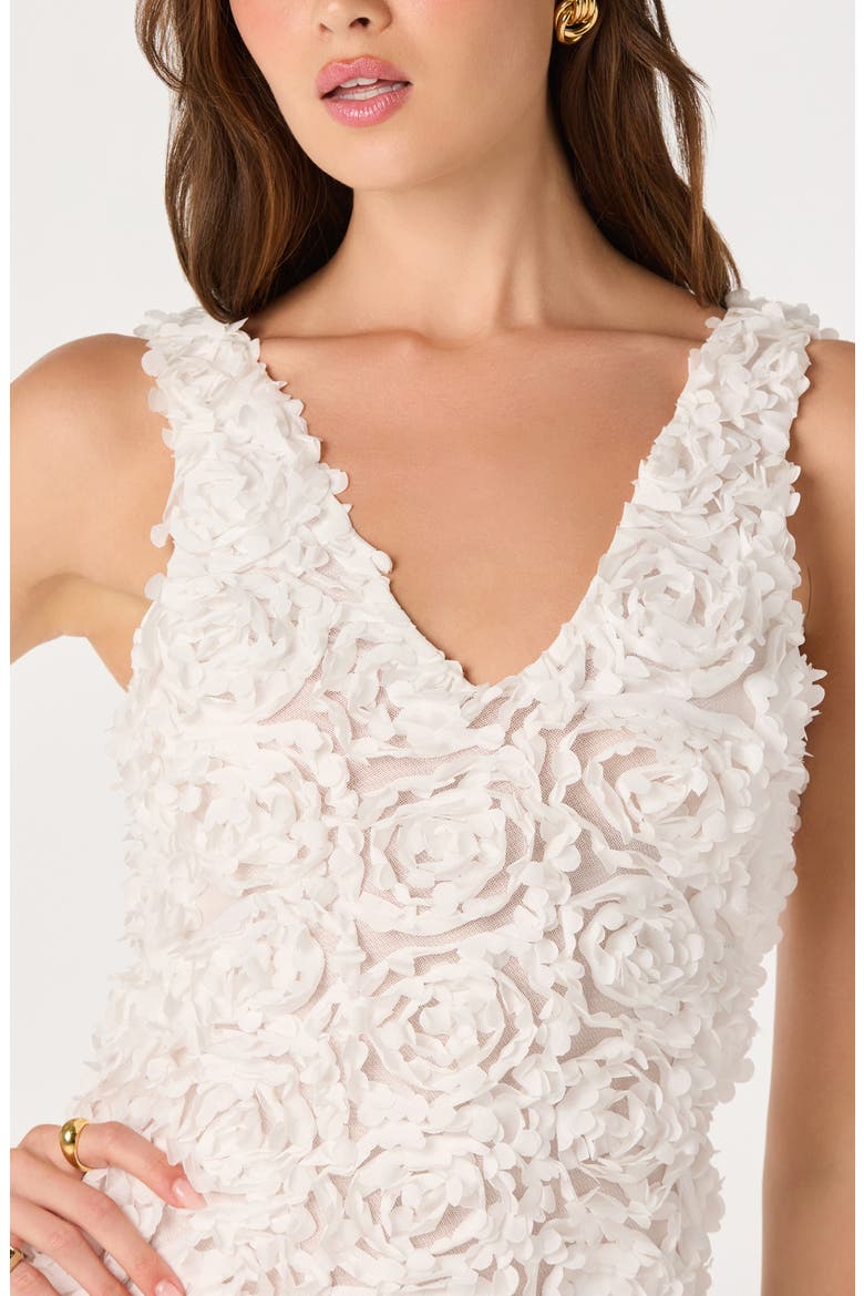 Magali 3D Floral Appliqué Dress, Alternate, color, WHITE