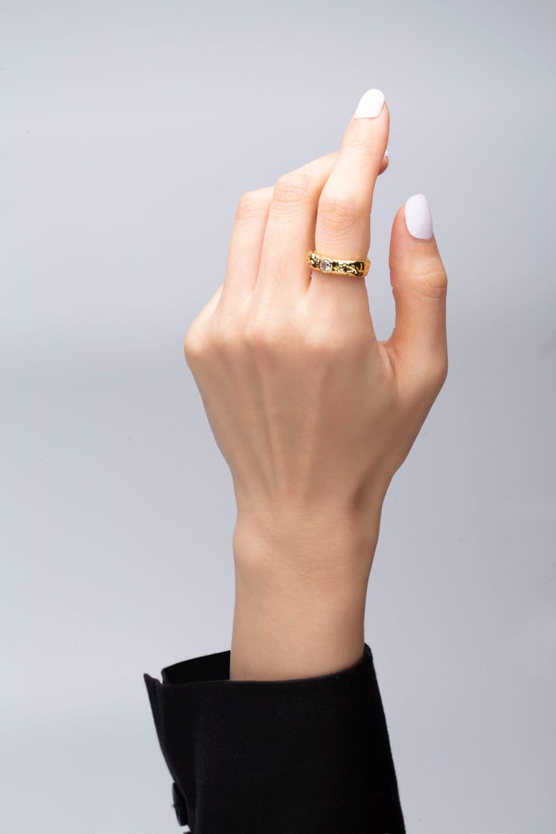 Sylvie Cubic Zirconia Molten Stackable Ring, Alternate, color, Gold/Clear