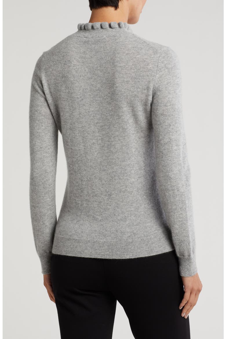 Ruffle Mock Neck Cashmere Sweater, Alternate, color, MEDIUM GREY