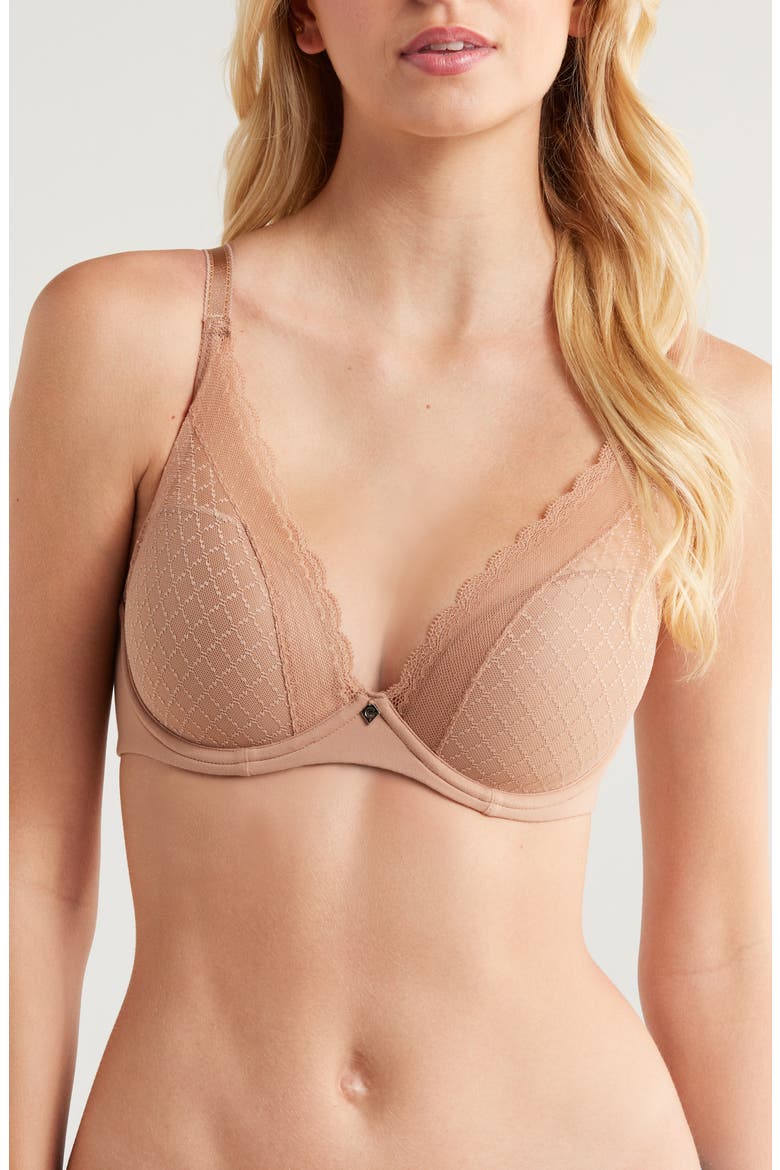 Norah Chic Plunge T-Shirt Bra, Main, color, COFFEE LATTE
