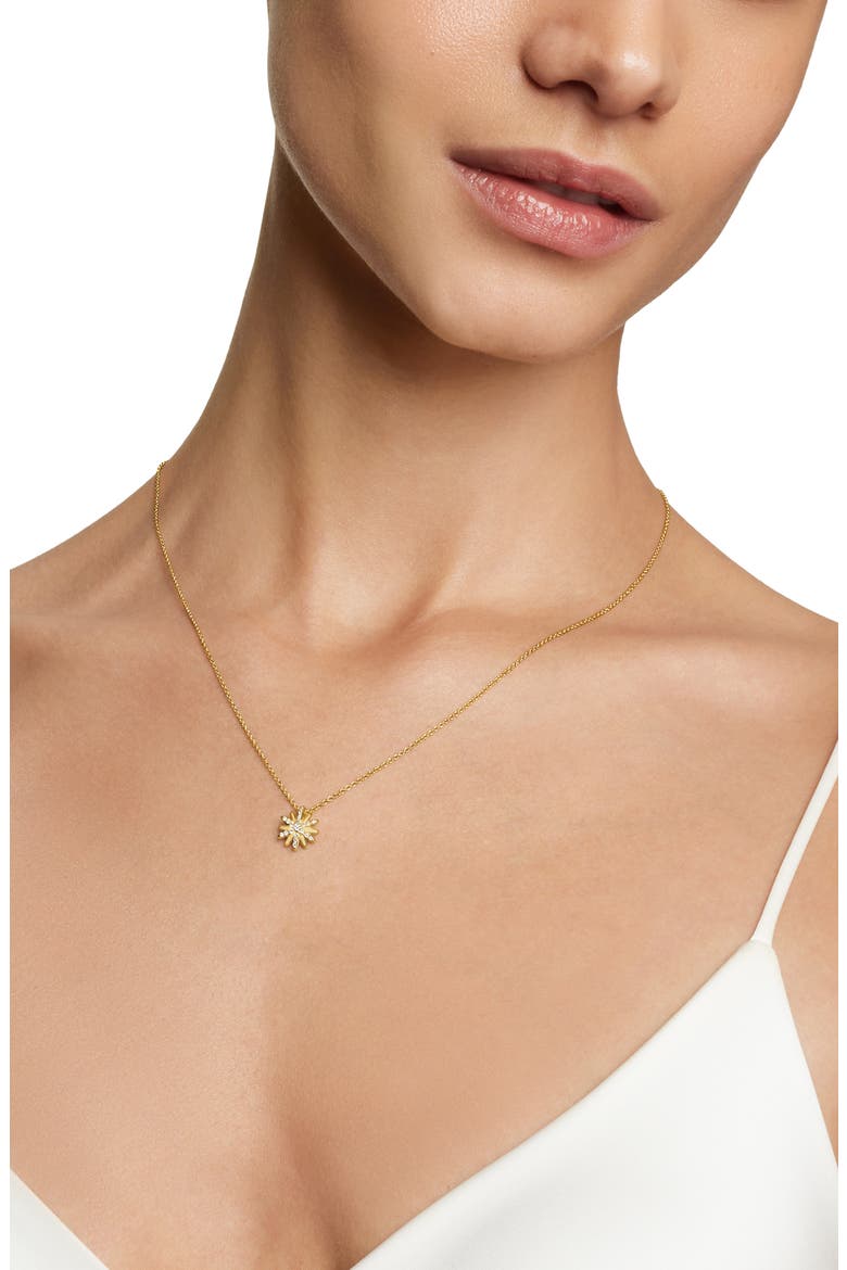 Petite Starburst 18K Gold & Pavé Diamond Station Necklace, Alternate, color, DIAMOND/ YELLOW GOLD