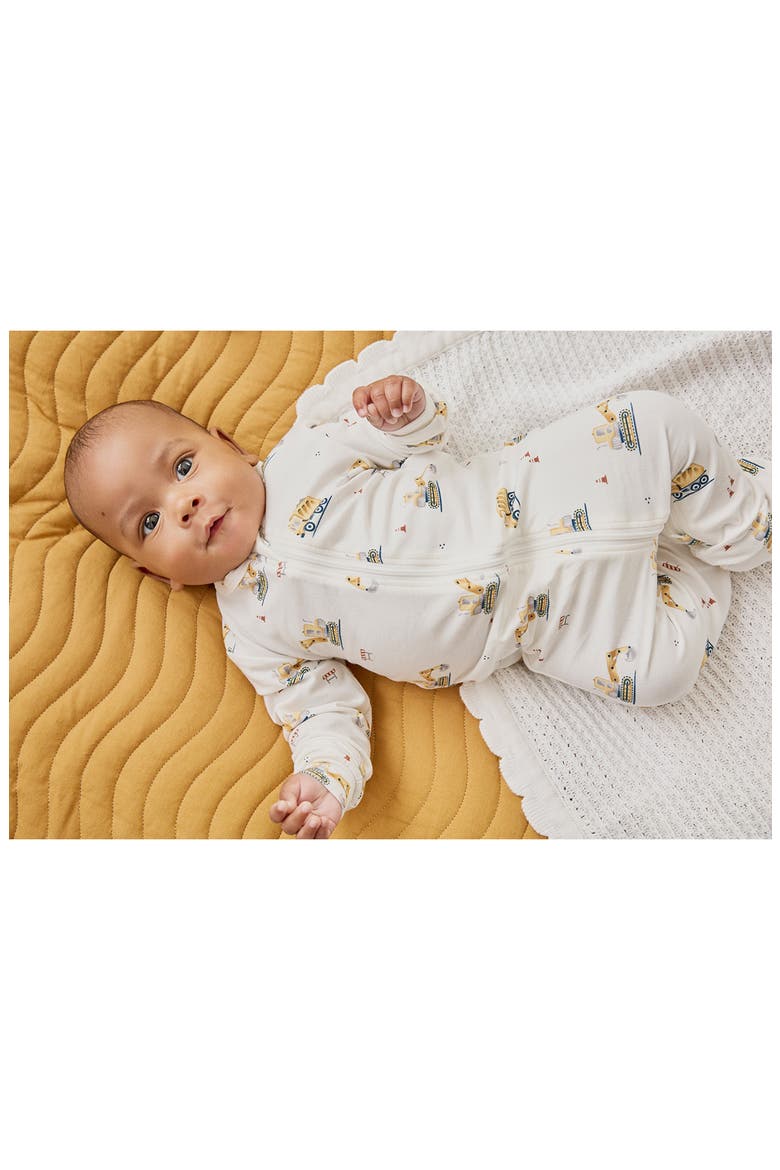 Fitted One-Piece Zip Pajamas, Alternate, color, OFF WHITE