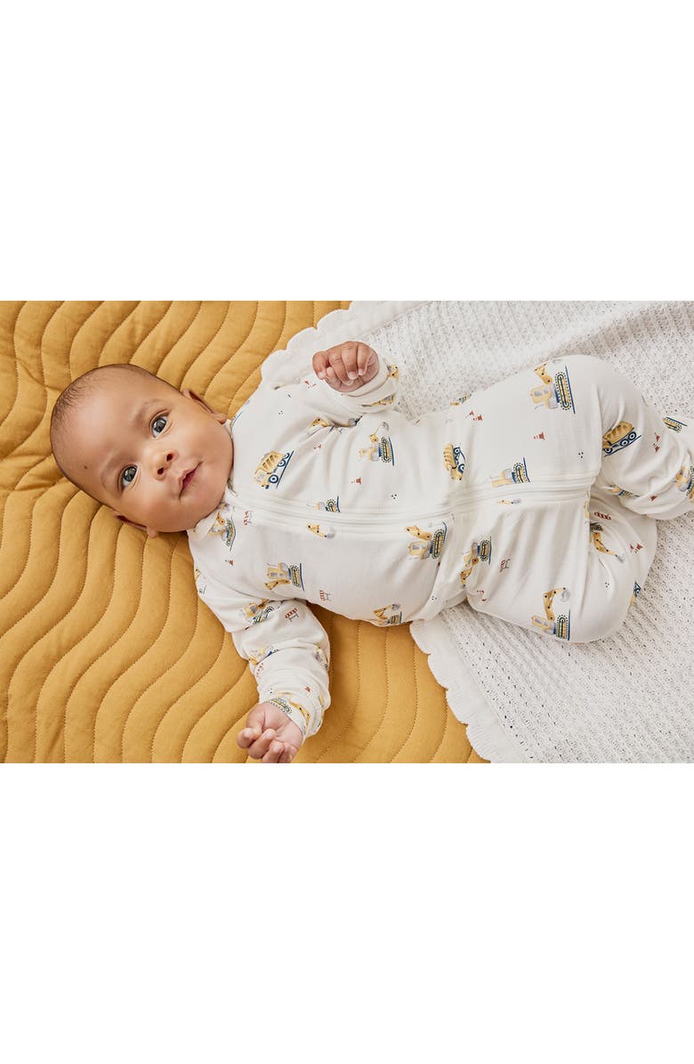 Petit Lem Fitted One-Piece Zip Pajamas, Alternate, color, Off White