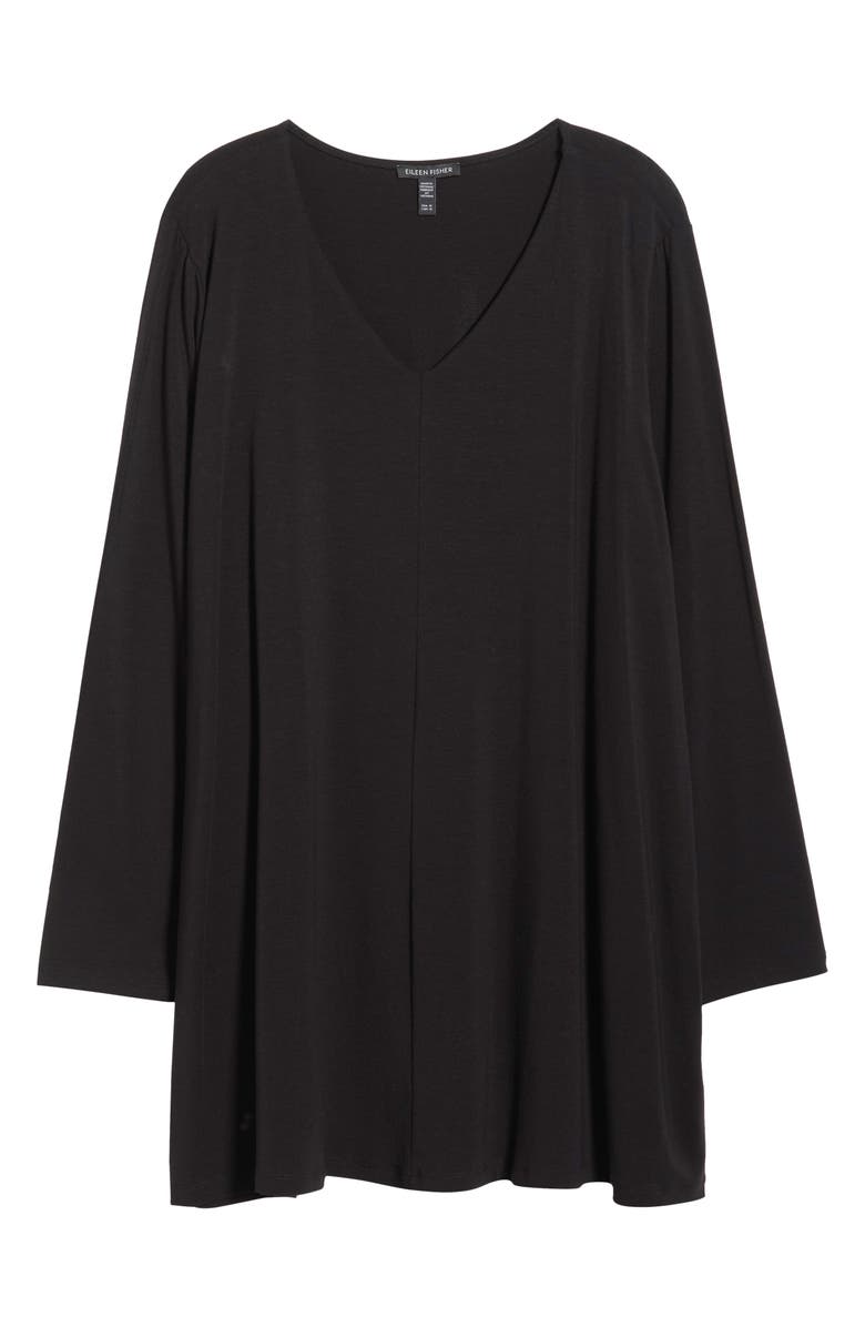 Eileen Fisher Long Sleeve V-Neck Tunic Top, Alternate, color, Black