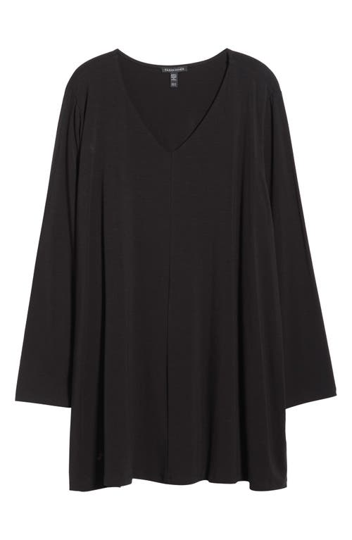 Eileen Fisher Long Sleeve V-neck Tunic Top In Black