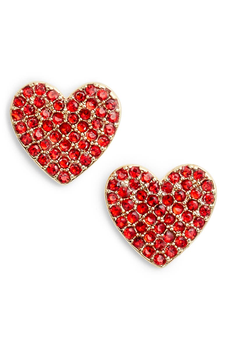Kate Spade New York yours truly pave heart stud earrings, Main, color, 