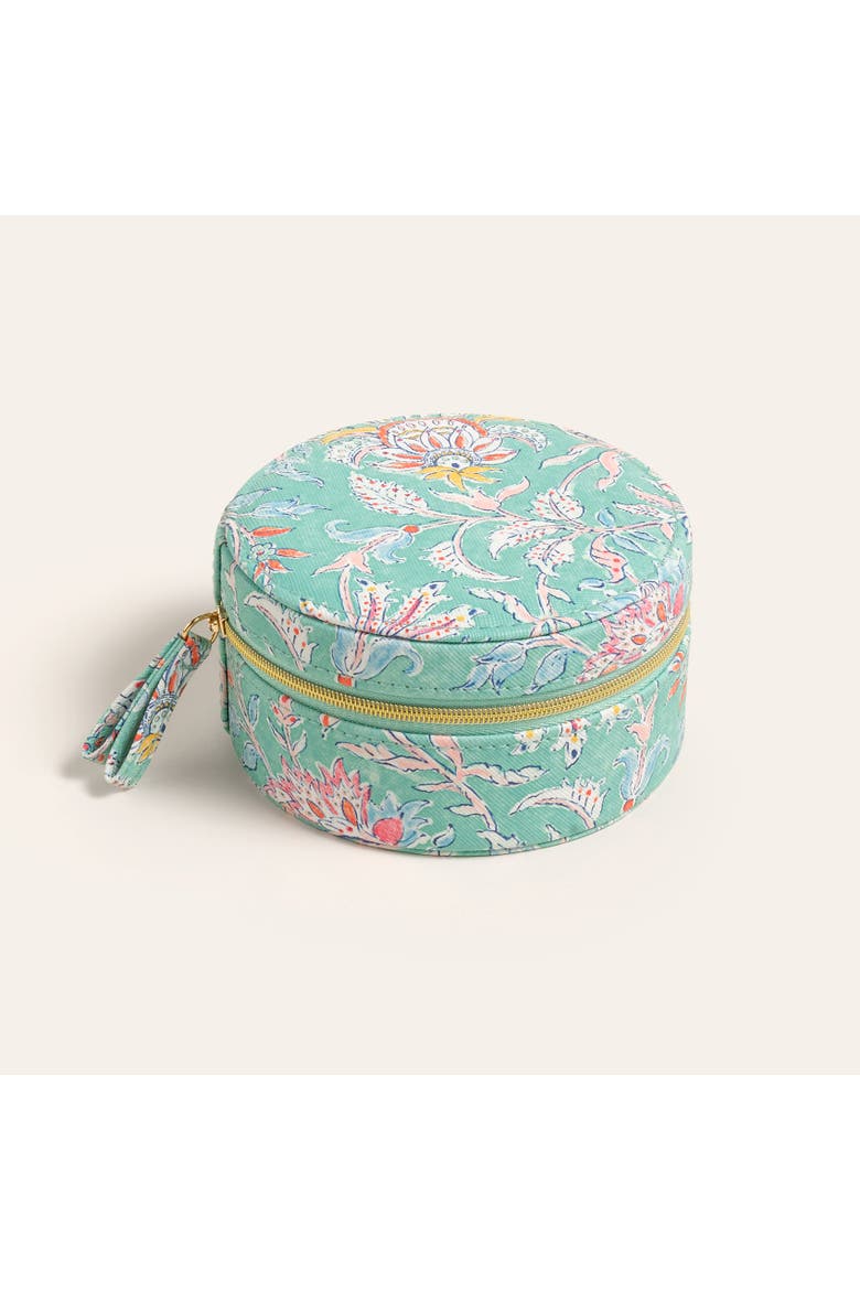 Meilin Floral Jewelery Box 4.5" x 4.5" Artisan, Main, color, Turquoise