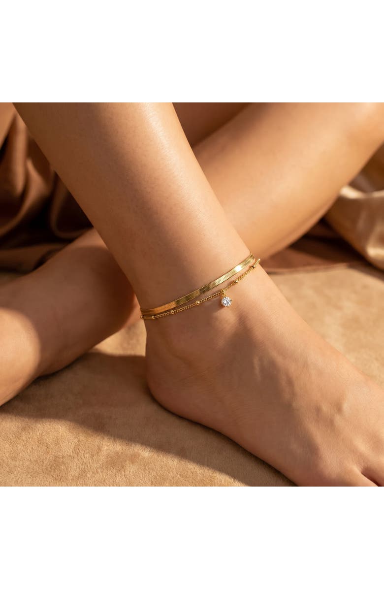 Bliss Diamond Stefanie Anklet 18k Gold Plated 9.25" with 1.5" Extender, Alternate, color, 18K Yellow Gold