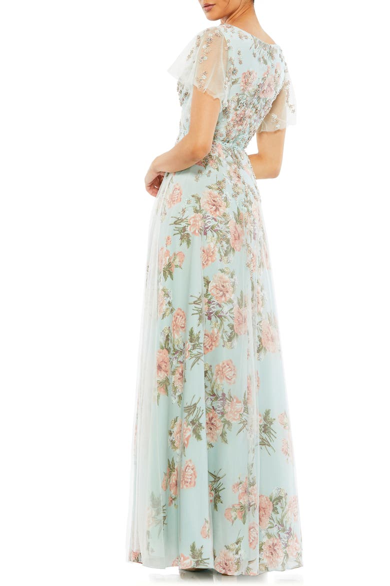 Beaded Floral A-Line Gown, Alternate, color, BLUE MULTI
