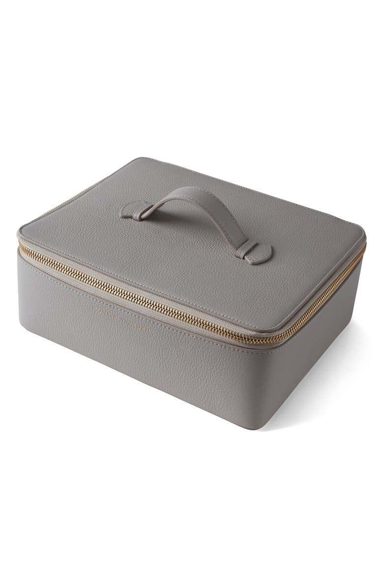 Monica Vinader Extra Large Leather Jewelry Case, Main, color, Pebble Grey