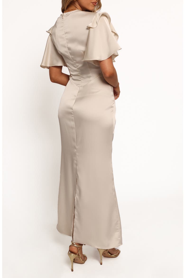 Georgianna Center Ruched Satin Maxi Dress, Alternate, color, DOVE
