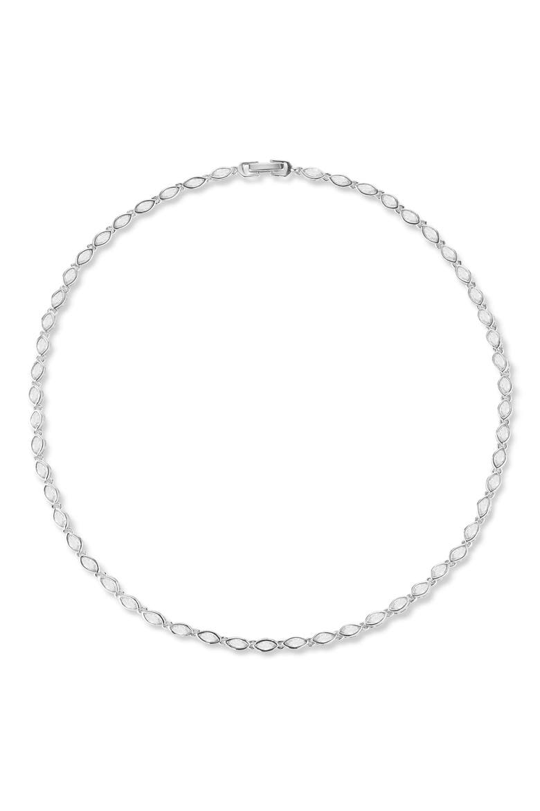 Marquise Cubic Zirconia Tennis Necklace, Alternate, color, SILVER