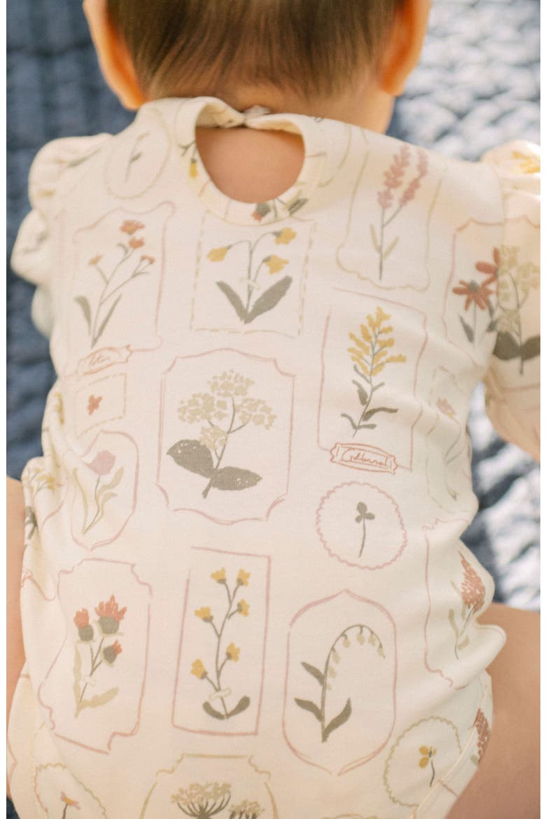 Print Long Sleeve Organic Cotton Bodysuit, Alternate, color, PETAL PRESS