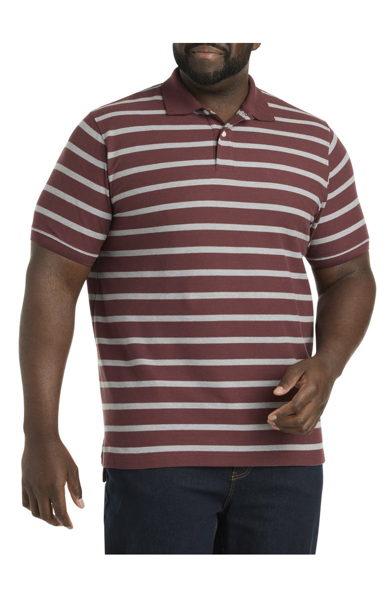 Harbor Bay by DXL Heather Medium Stripe Polo Shirt, Main, color, Red Multi
