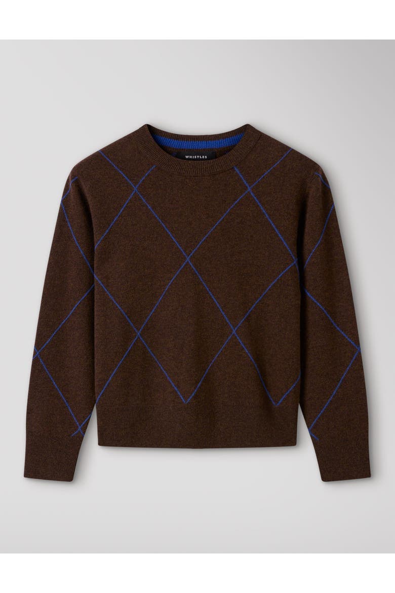 Wool Contrast Diamond Knit Jumper, Alternate, color, Brwn/Multi
