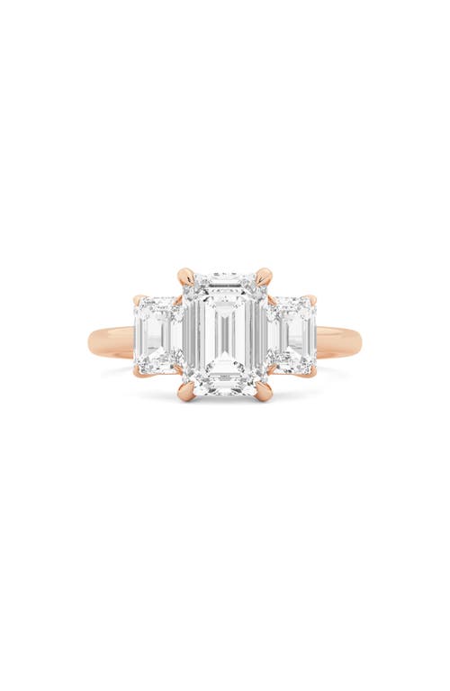 Everyday By Hautecarat Emerald-cut Lab Grown Diamond 3-stone Engagement Ring In 14k Rose Gold