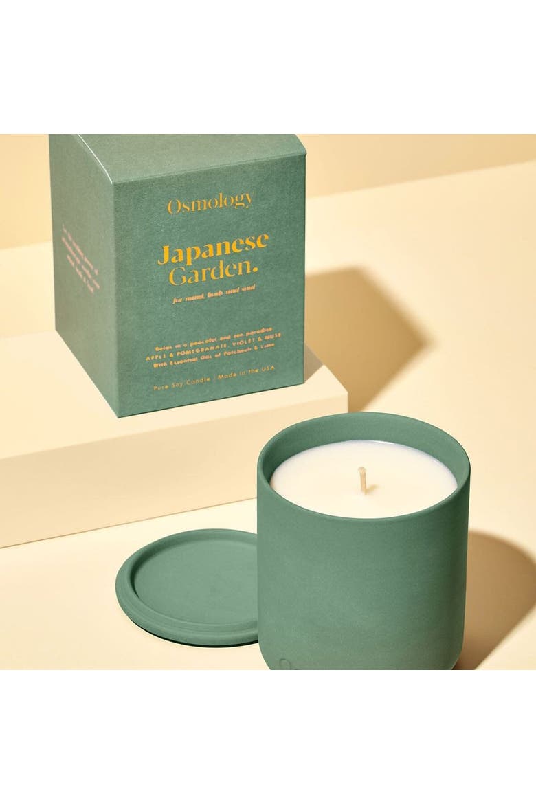 Japanese Garden Scented Candle - Apple Pomegranate and Musk, Alternate, color, green