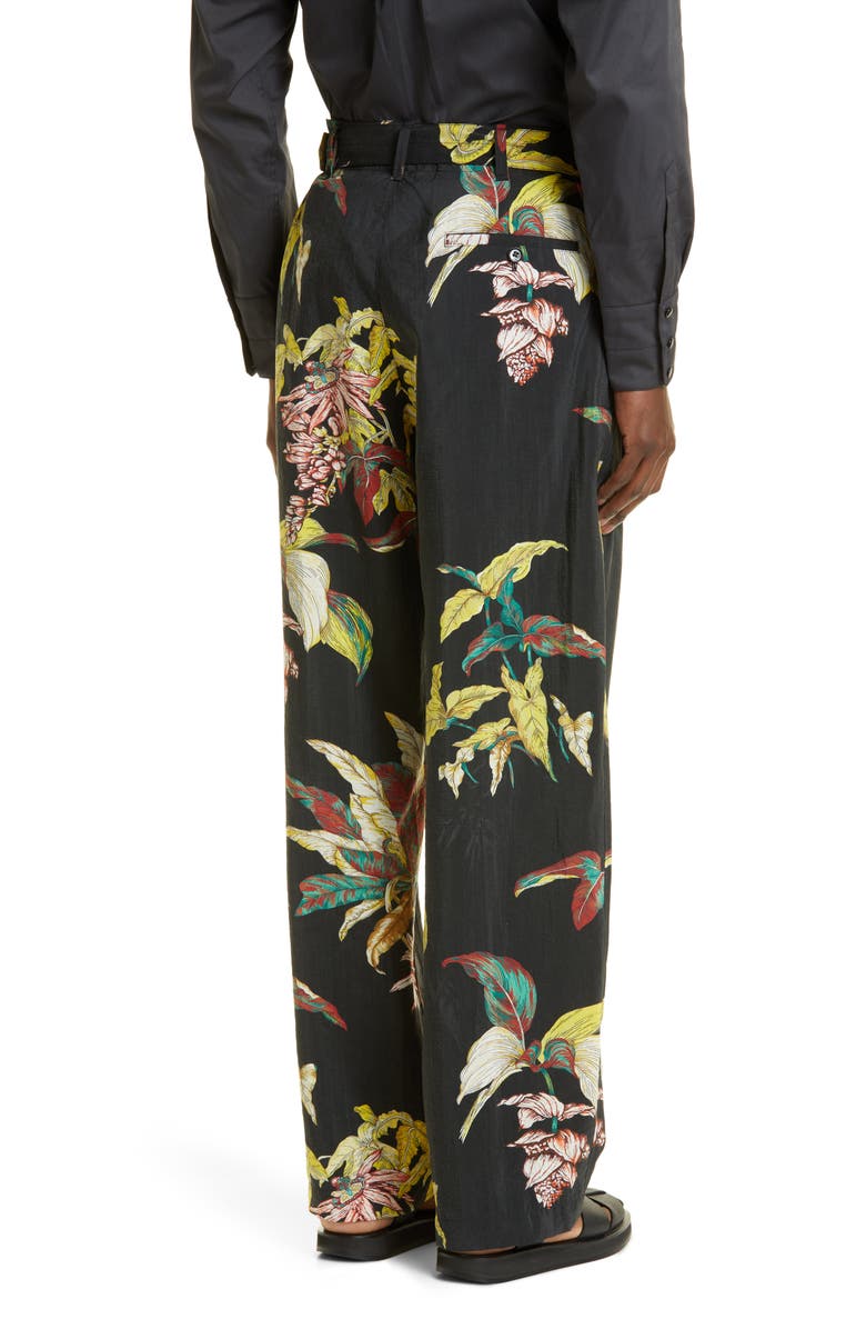 Lemaire Tropical Print Belted Loose Fit Silk Blend Pants, Alternate, color, 