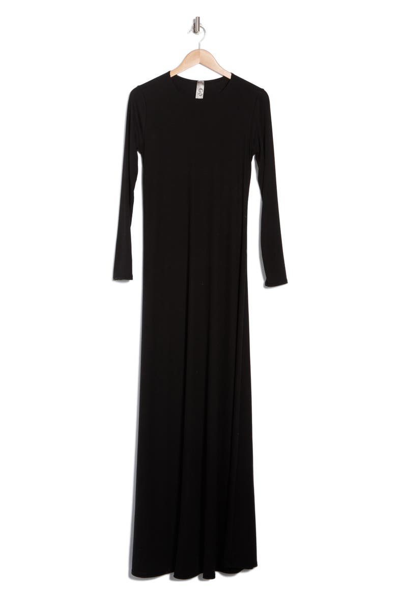 Long Sleeve Maxi Dress, Alternate, color, BLACK RIB