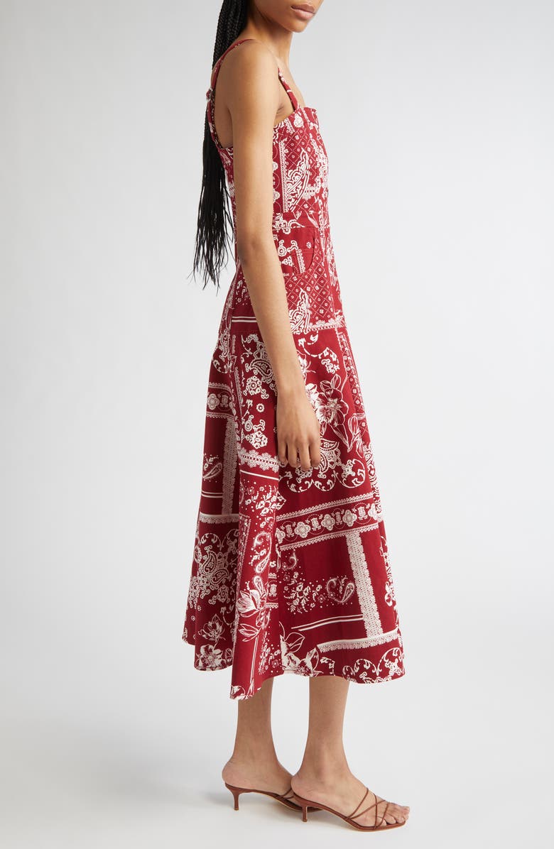Cinq à Sept Bandana Print A-Line Dress, Alternate, color, Bordeaux
