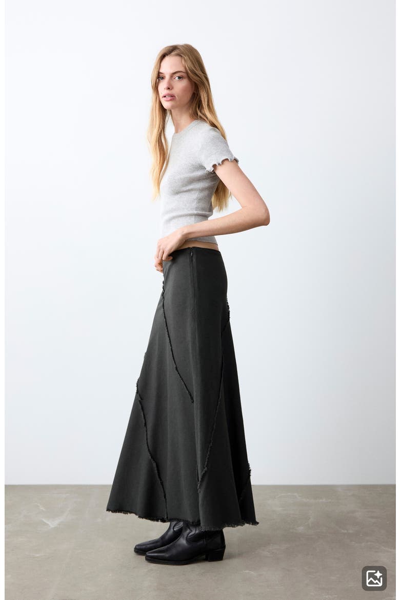 Fray Detail Maxi Skirt, Alternate, color, CHARCOAL