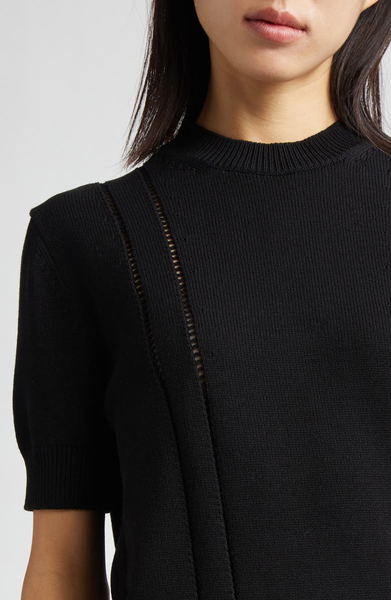 Jil Sander Pointelle Knit Wool & Cotton Sweater, Alternate, color, Black