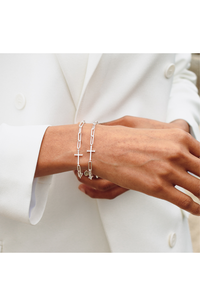 Rizen Jewelry Chain Breaker Cross Bracelet, Alternate, color, Sterling Silver