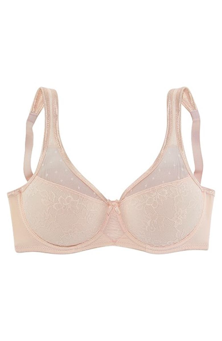 LASCANA Women's Lace Overlay T-Shirt Bra, Alternate, color, Rose