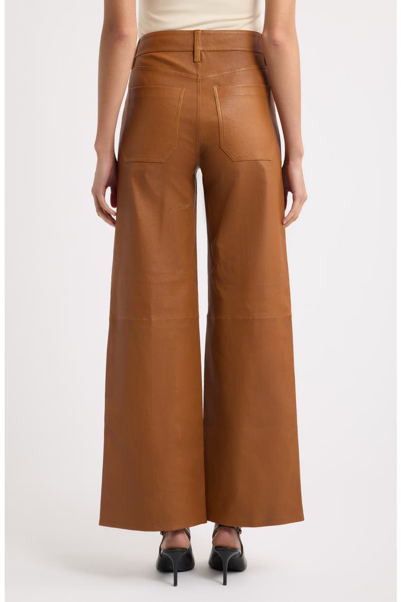 The Slim Palazzo Leather Pants, Alternate, color, CAMEL