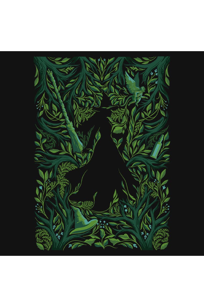 Girls' Elphaba Forest Green Poster Graphic Short Sleeve T-Shirt, Alternate, color, Black