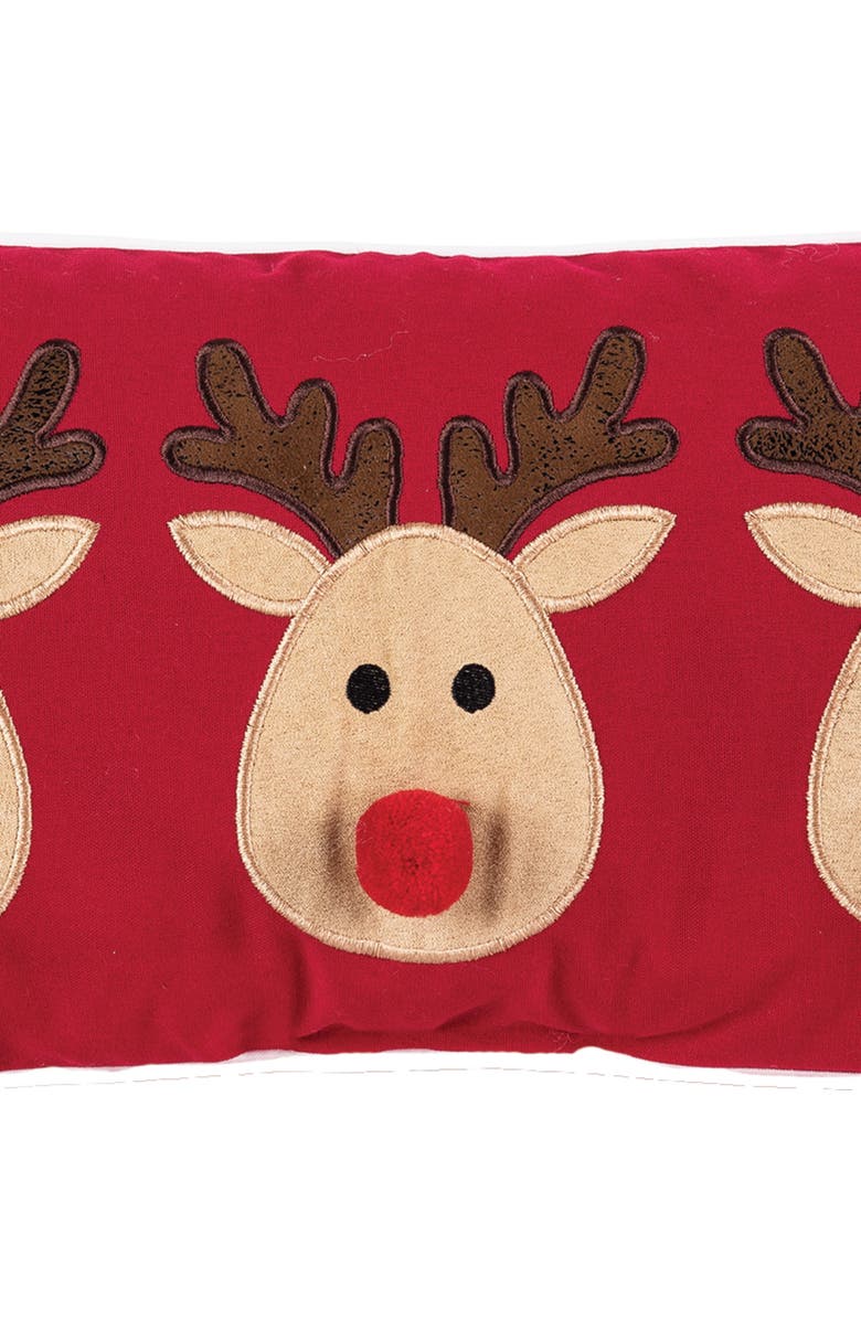 C&F Home Reindeer Games Applique Christmas Holiday Small/Petite Accent Pillow, 10" x 20", Alternate, color, Red