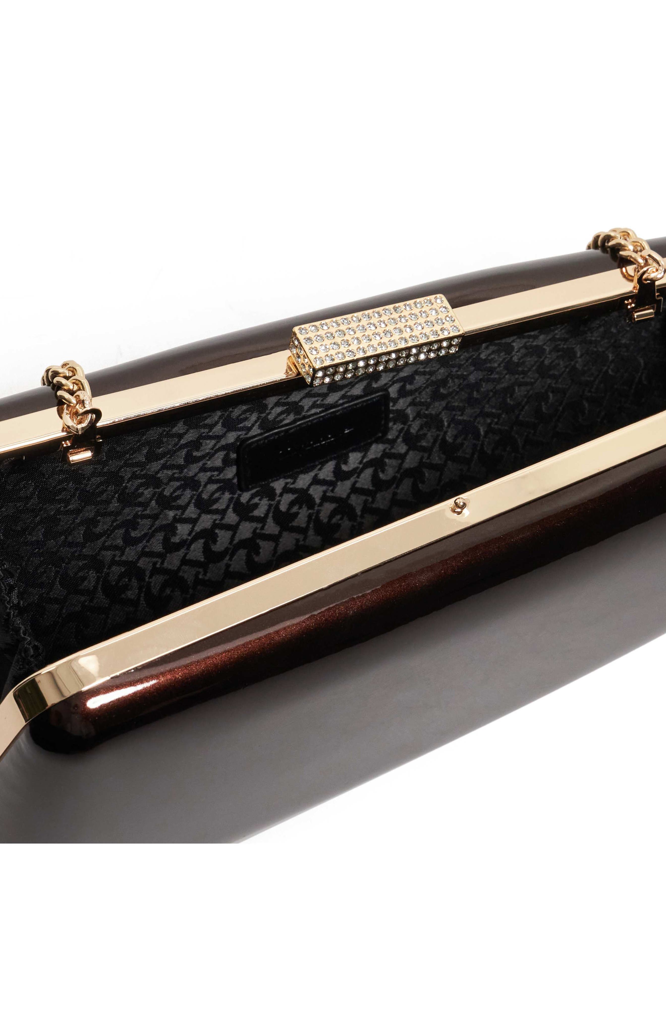 Dune London Balancing Frame Clutch, Alternate, color, Brown