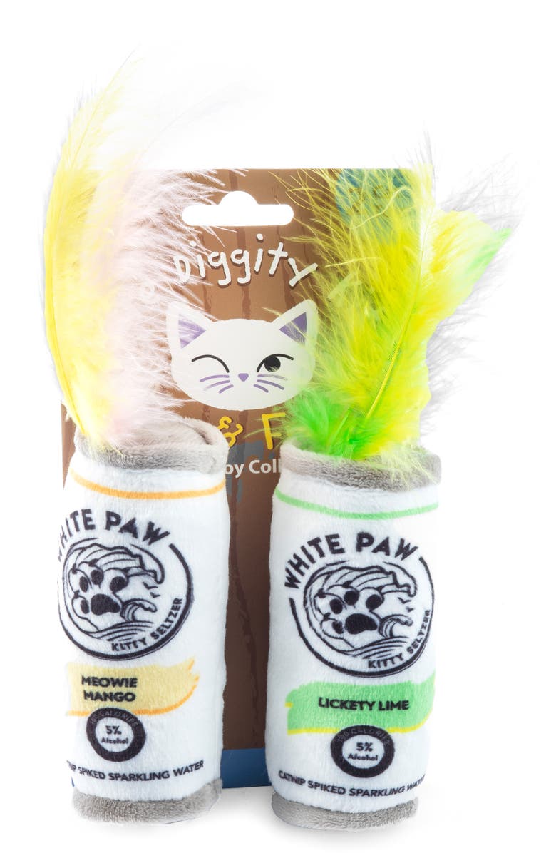 Haute Diggity Dog White Paw Set of 2 Catnip Toys, Main, color, White