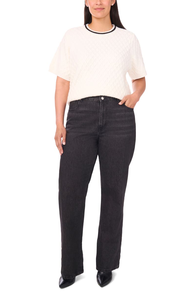 Halogen<sup>®</sup> Diamond Stitch Short Sleeve Sweater, Alternate, color, New Ivory