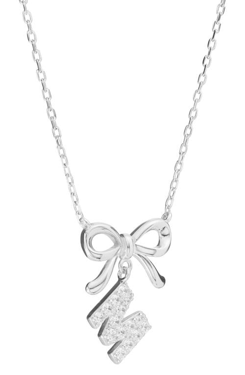 Athra Luxe Cubic Zirconia Bow Initial Pendant Necklace In Metallic
