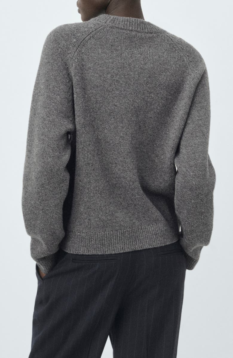 MANGO Selection Crewneck Raglan Sleeve Sweater, Alternate, color, Medium Heather Grey