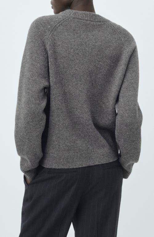 Mango Crewneck Raglan Sleeve Sweater In Gray