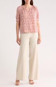 NORDSTROM RACK Gathered Neck Puff Sleeve Top