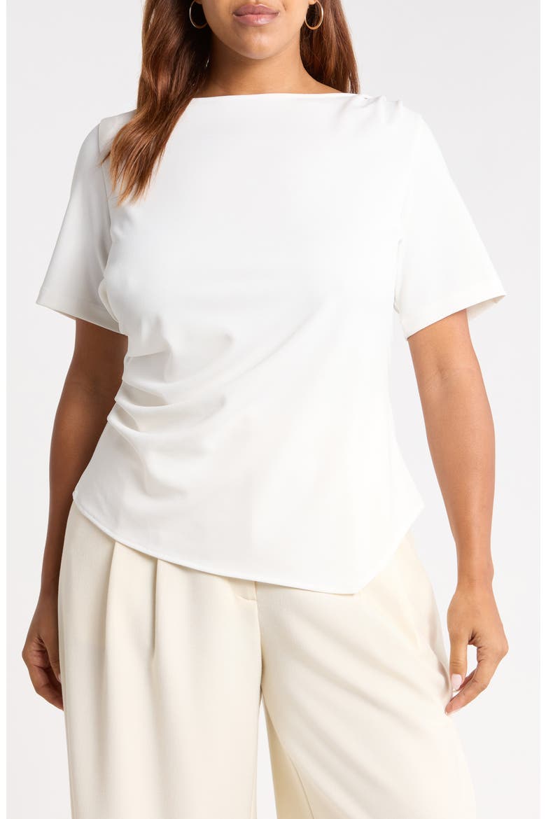 Asymmetrical Gathered T-shirt, Main, color, IVORY TOFU