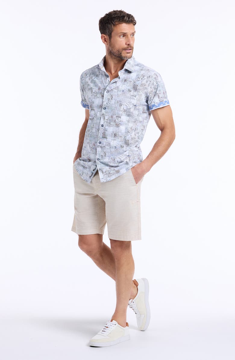 Robert Graham Wrathbone Knit Short Sleeve Button-Up Shirt, Alternate, color, White Multi